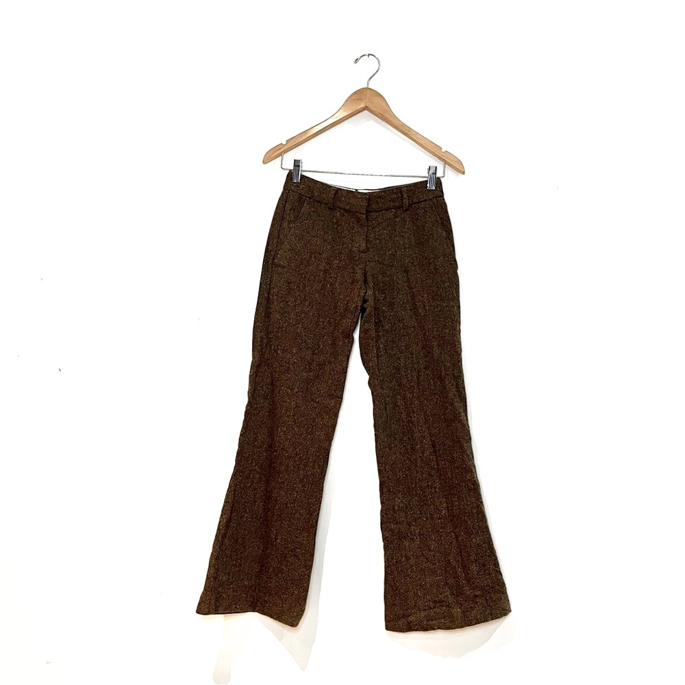 Theory Wool Blend Tweed Wide Leg Trousers Size 00 Made in USA
